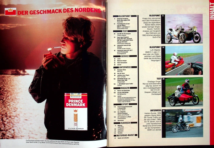 Inhaltsverzeichnis Motorrad 16/1989