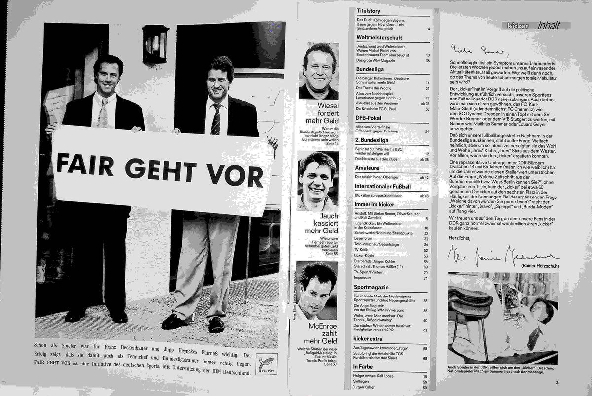 Inhaltsverzeichnis Kicker 16/1990