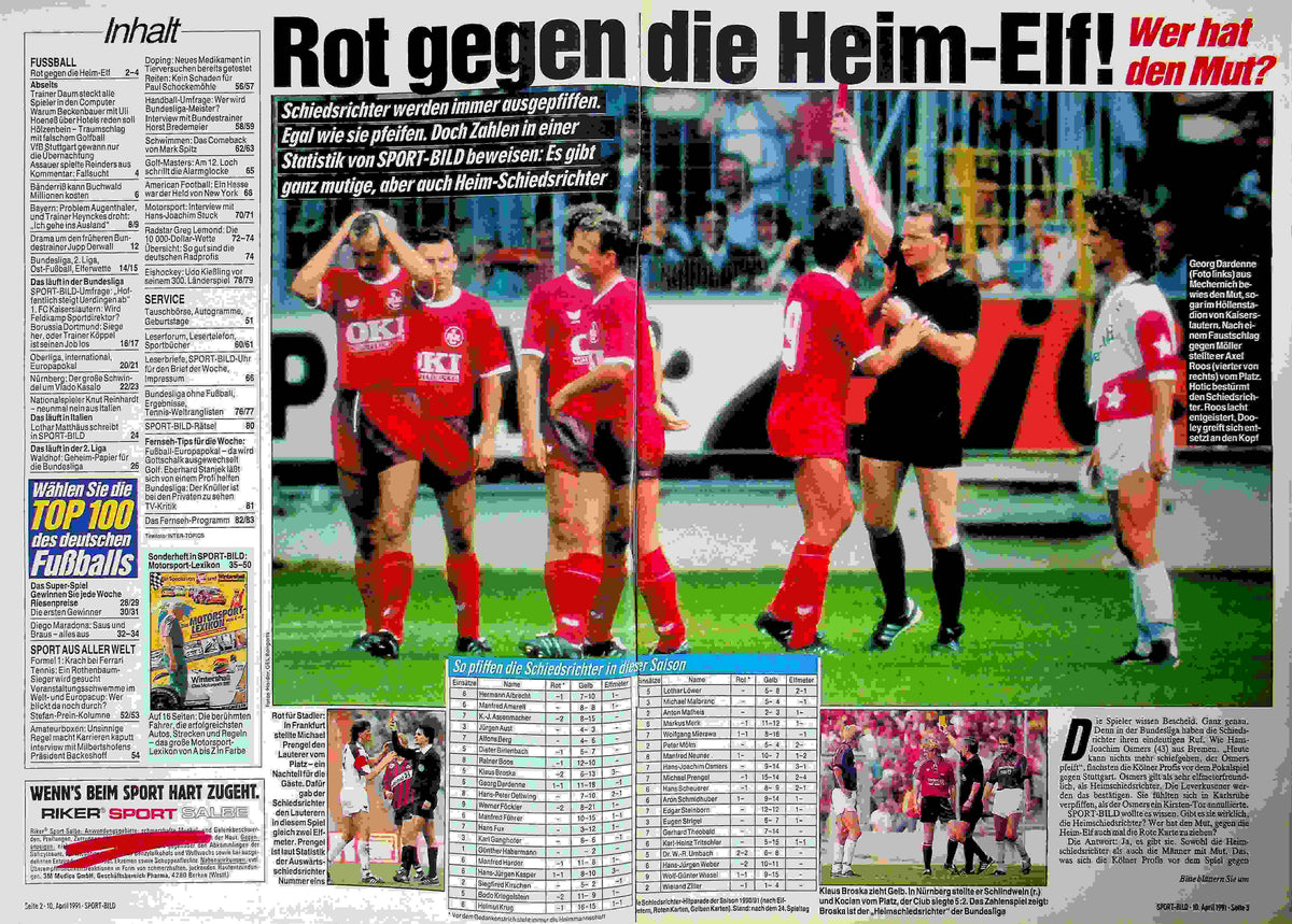 Inhaltsverzeichnis Sport Bild 16/1991