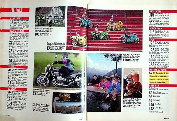 Inhaltsverzeichnis Motorrad 16/1991