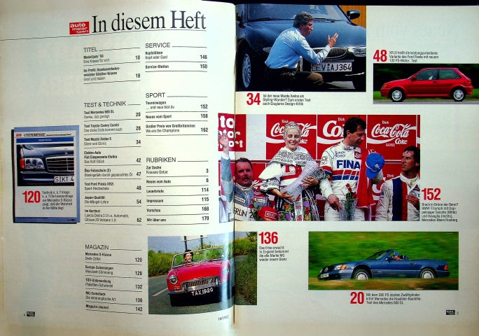 Inhaltsverzeichnis Auto Motor und Sport 16/1992