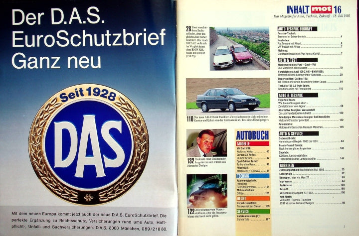 Inhaltsverzeichnis MOT 16/1992