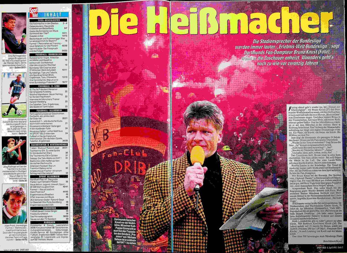 Inhaltsverzeichnis Sport Bild 16/1992