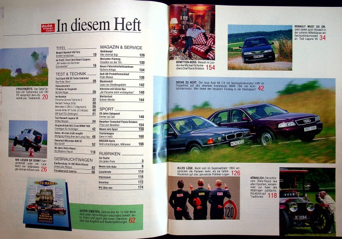 Inhaltsverzeichnis Auto Motor und Sport 16/1994