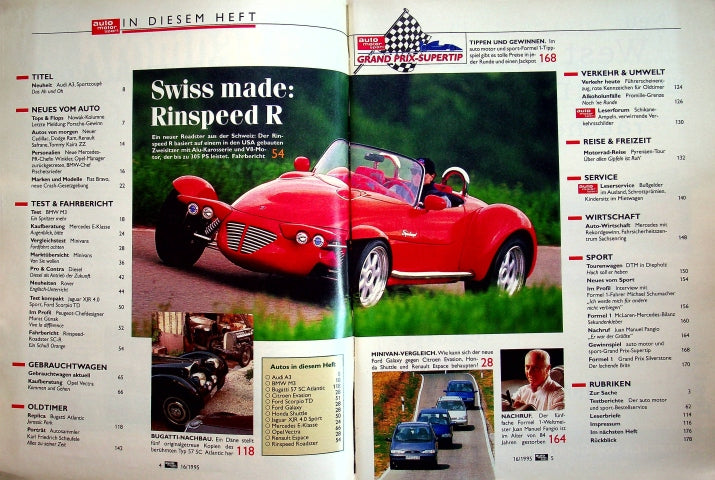 Inhaltsverzeichnis Auto Motor und Sport 16/1995