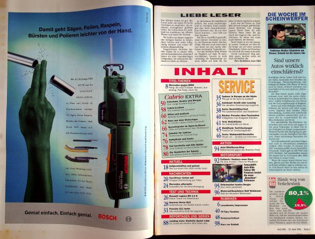 Inhaltsverzeichnis Auto Bild 16/1995