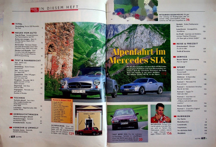 Inhaltsverzeichnis Auto Motor und Sport 16/1996