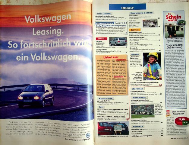 Inhaltsverzeichnis Auto Bild 16/1996