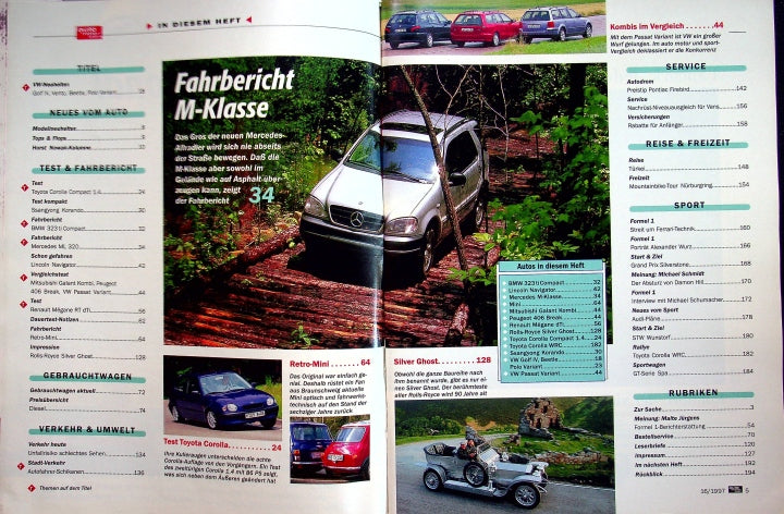 Inhaltsverzeichnis Auto Motor und Sport 16/1997