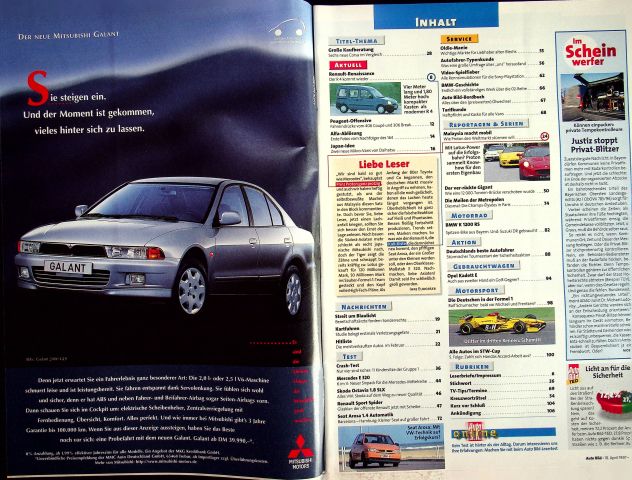 Inhaltsverzeichnis Auto Bild 16/1997
