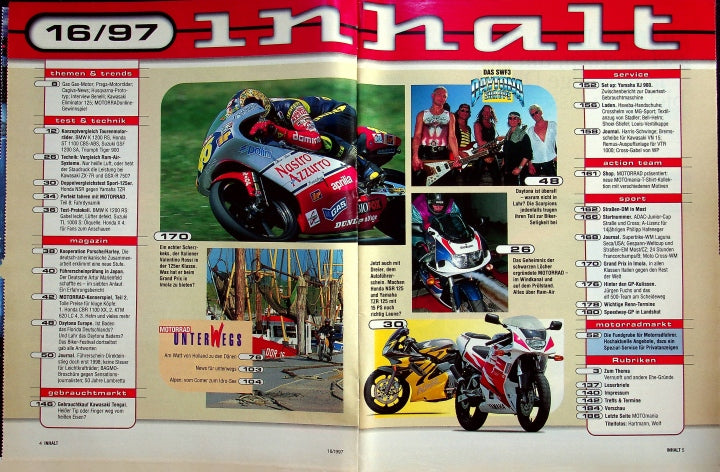 Inhaltsverzeichnis Motorrad 16/1997