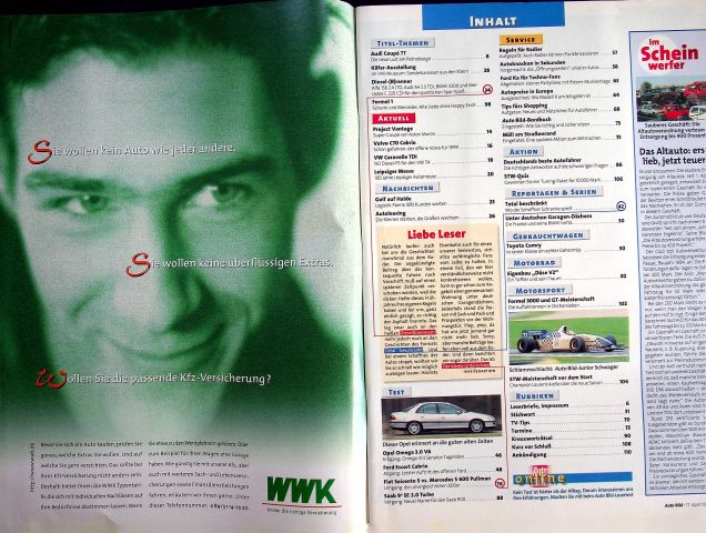 Inhaltsverzeichnis Auto Bild 16/1998