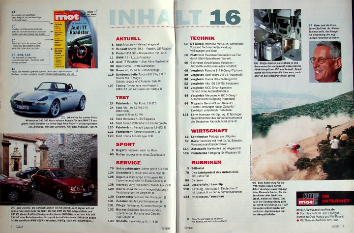 Inhaltsverzeichnis MOT 16/1999