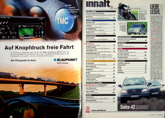 Inhaltsverzeichnis Auto Bild 16/1999