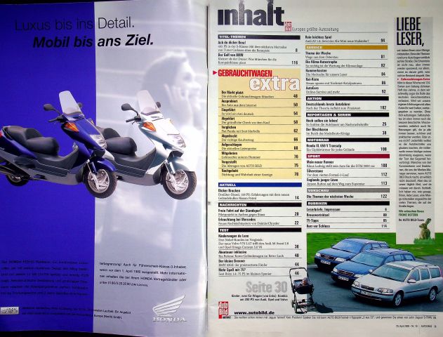 Inhaltsverzeichnis Auto Bild 16/2000