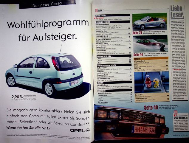 Inhaltsverzeichnis Auto Bild 16/2001