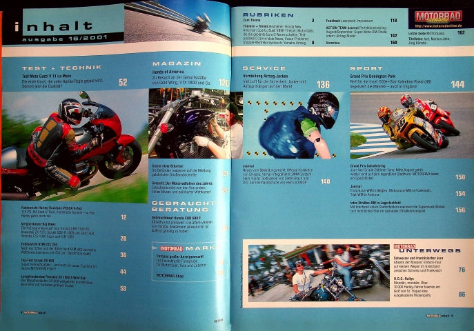 Inhaltsverzeichnis Motorrad 16/2001