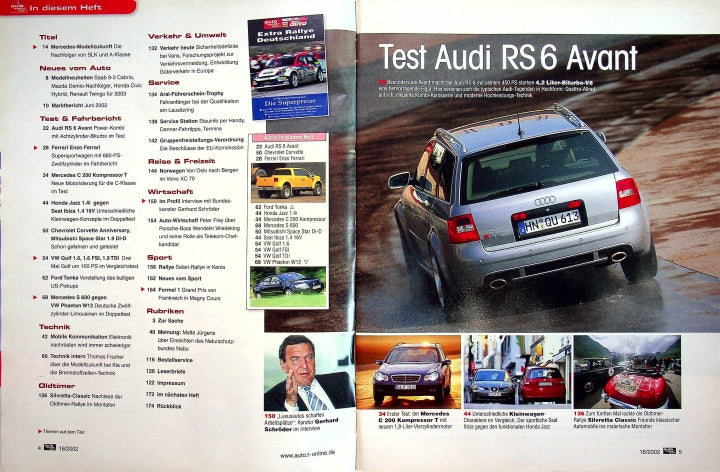 Inhaltsverzeichnis Auto Motor und Sport 16/2002