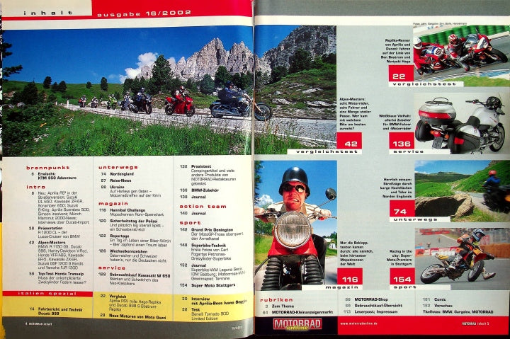 Inhaltsverzeichnis Motorrad 16/2002
