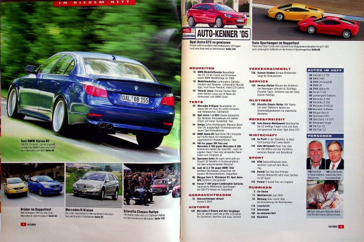 Inhaltsverzeichnis Auto Motor und Sport 16/2005