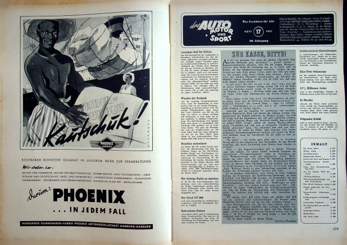 Inhaltsverzeichnis Auto Motor und Sport 17/1951