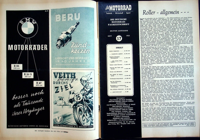 Inhaltsverzeichnis Motorrad 17/1951