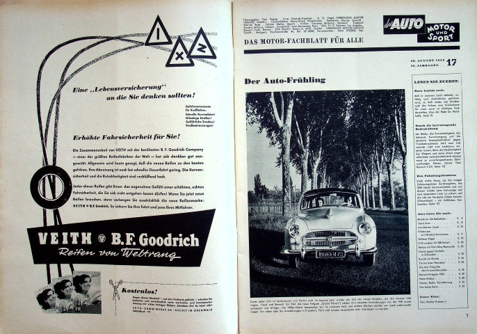 Inhaltsverzeichnis Auto Motor und Sport 17/1955