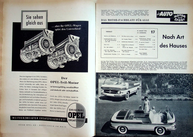 Inhaltsverzeichnis Auto Motor und Sport 17/1956