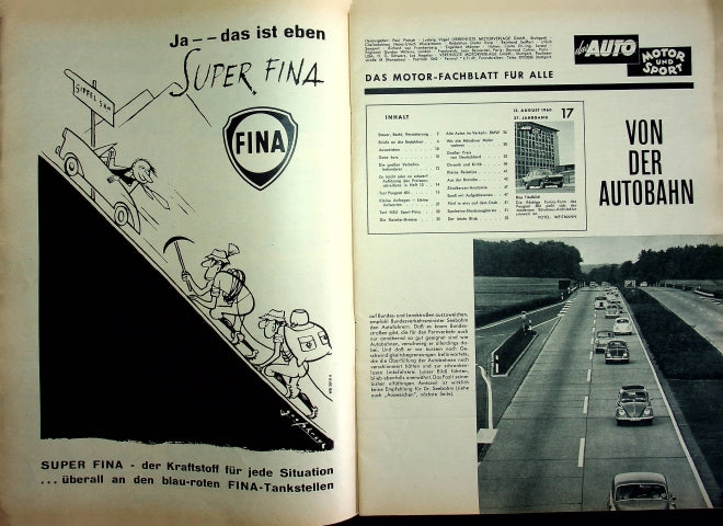 Inhaltsverzeichnis Auto Motor und Sport 17/1960