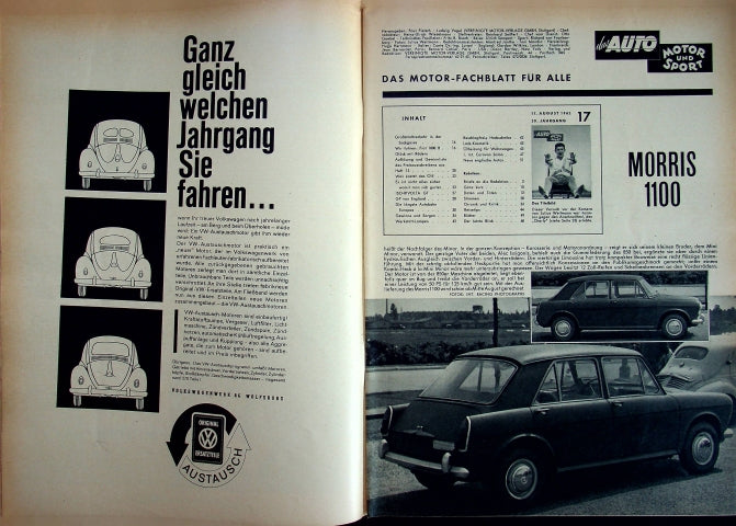 Inhaltsverzeichnis Auto Motor und Sport 17/1962