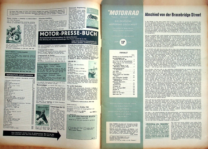 Inhaltsverzeichnis Motorrad 17/1962