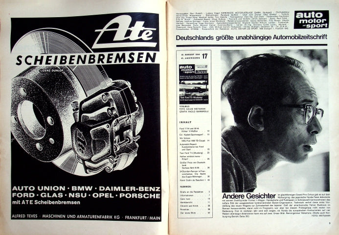 Inhaltsverzeichnis Auto Motor und Sport 17/1964