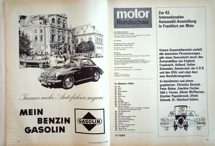 Inhaltsverzeichnis Motor Rundschau 17/1965