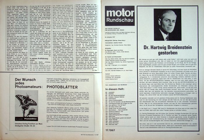 Inhaltsverzeichnis Motor Rundschau 17/1967