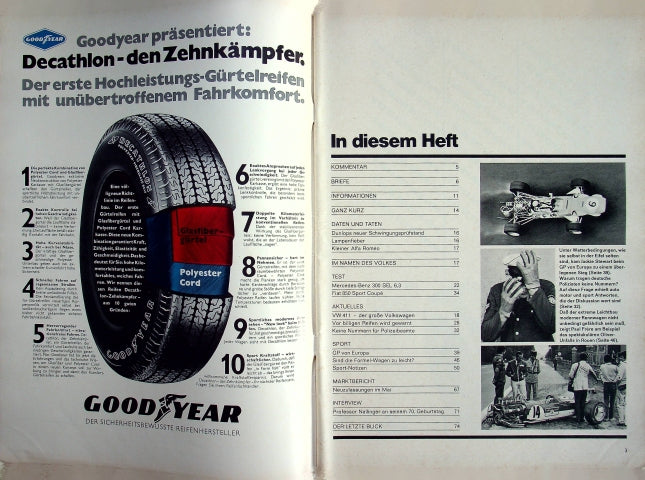 Inhaltsverzeichnis Auto Motor und Sport 17/1968