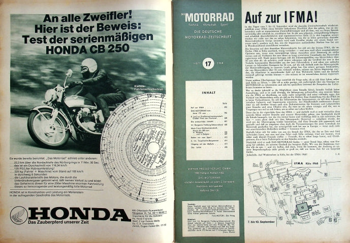 Inhaltsverzeichnis Motorrad 17/1968