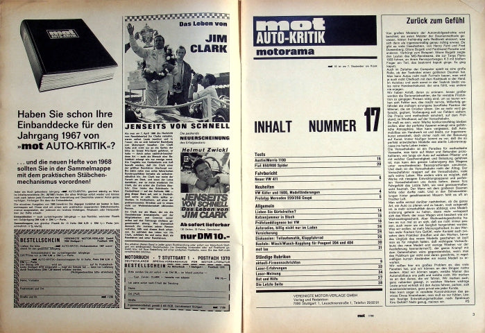 Inhaltsverzeichnis MOT 17/1968