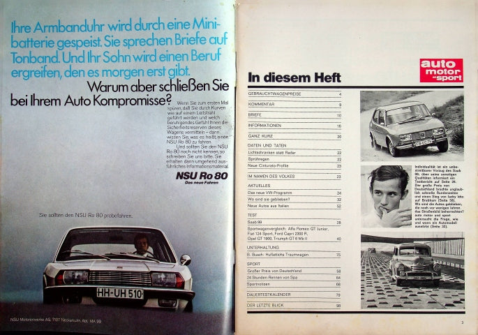 Inhaltsverzeichnis Auto Motor und Sport 17/1969
