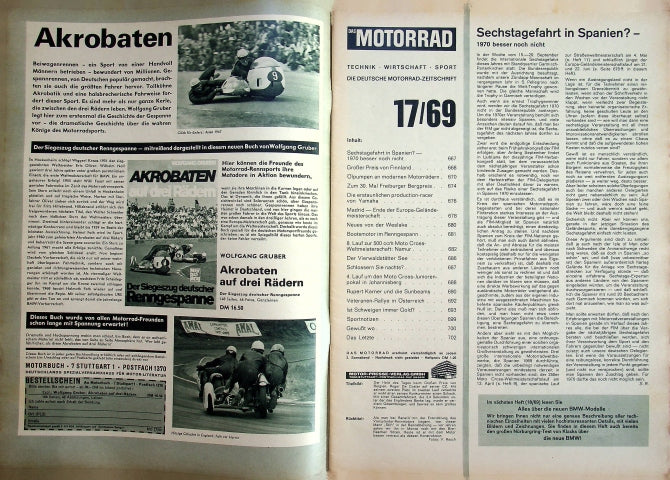 Inhaltsverzeichnis Motorrad 17/1969