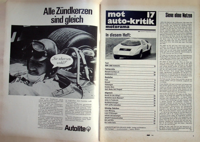 Inhaltsverzeichnis MOT 17/1969