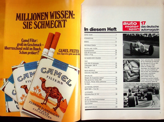 Inhaltsverzeichnis Auto Motor und Sport 17/1970