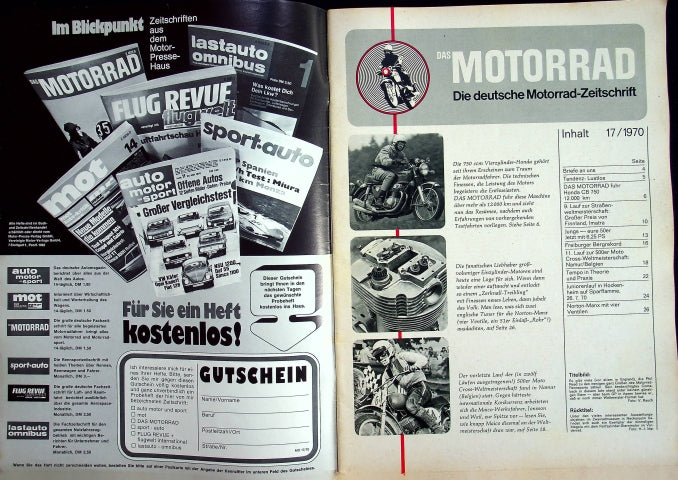 Inhaltsverzeichnis Motorrad 17/1970