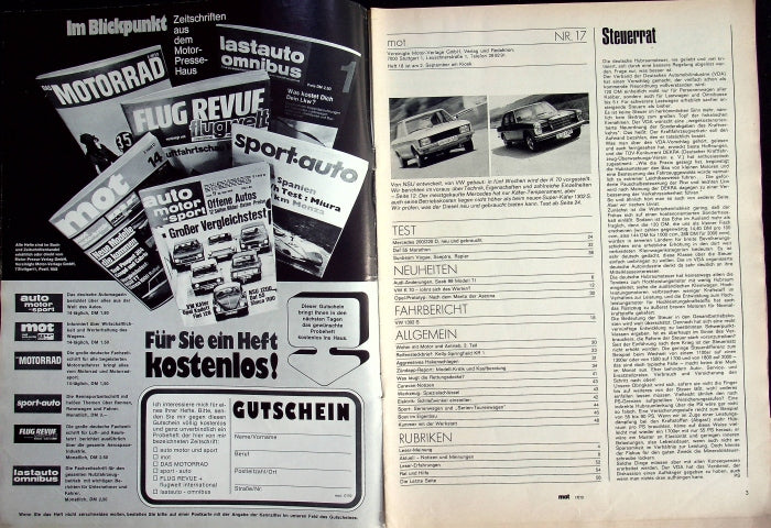 Inhaltsverzeichnis MOT 17/1970