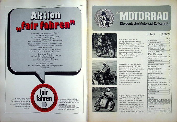 Inhaltsverzeichnis Motorrad 17/1971