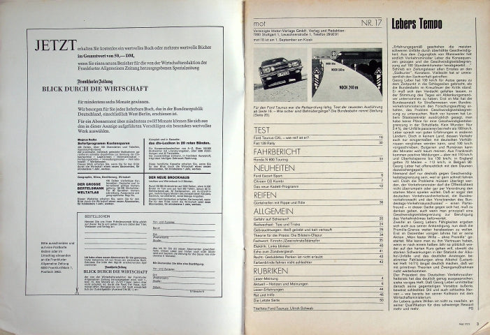 Inhaltsverzeichnis MOT 17/1971