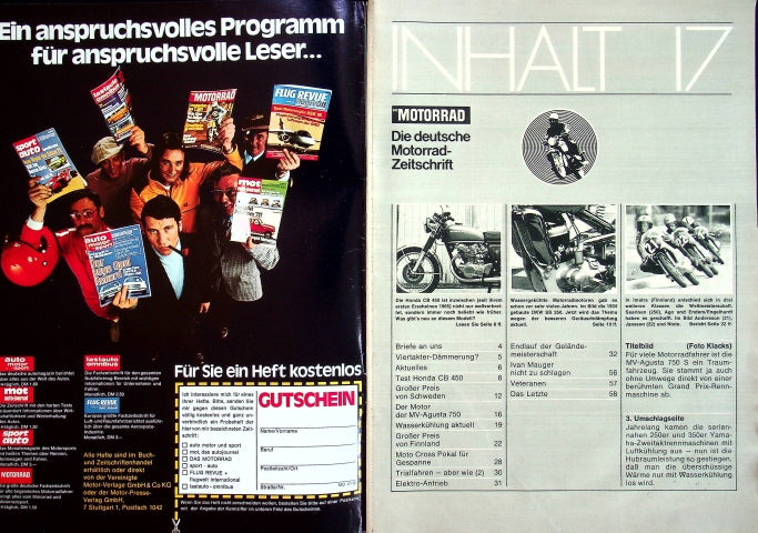 Inhaltsverzeichnis Motorrad 17/1972