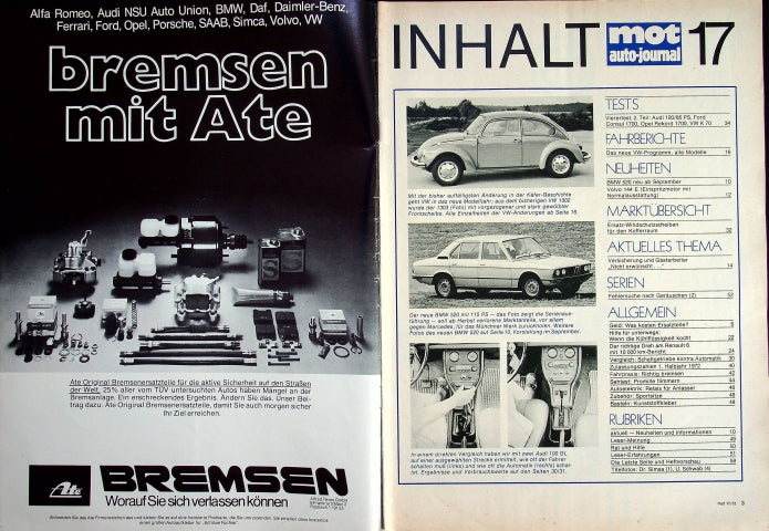 Inhaltsverzeichnis MOT 17/1972