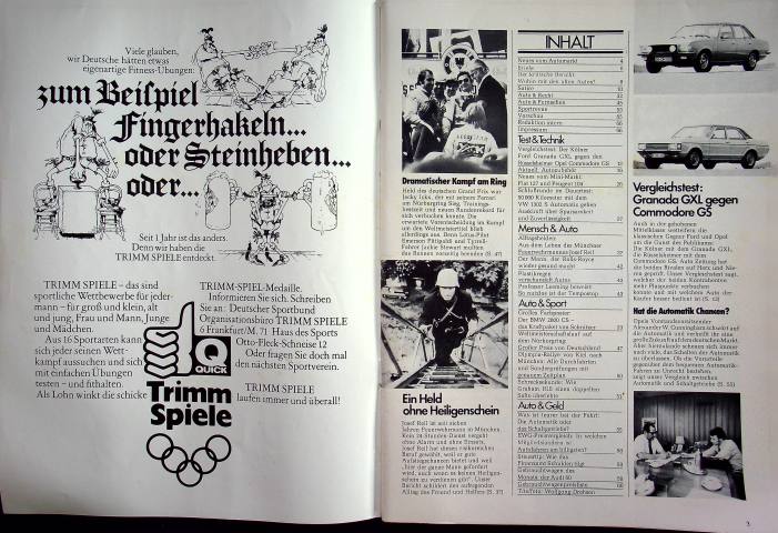 Inhaltsverzeichnis Autozeitung 17/1972
