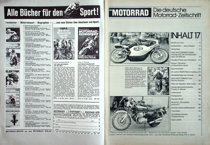 Inhaltsverzeichnis Motorrad 17/1973