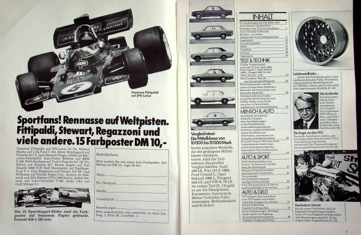 Inhaltsverzeichnis Autozeitung 17/1973